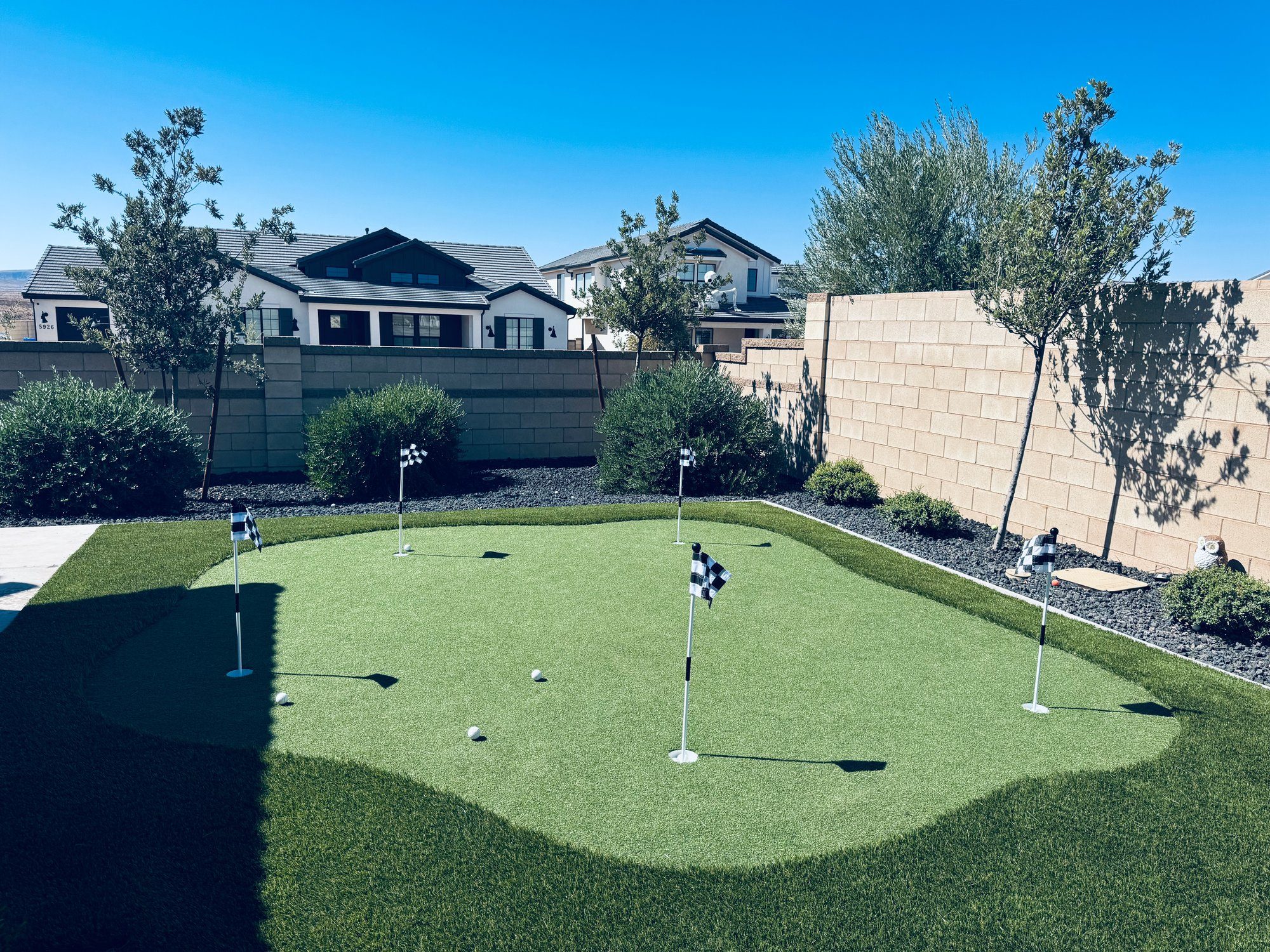 Commercial artificial turf maintenance in progress